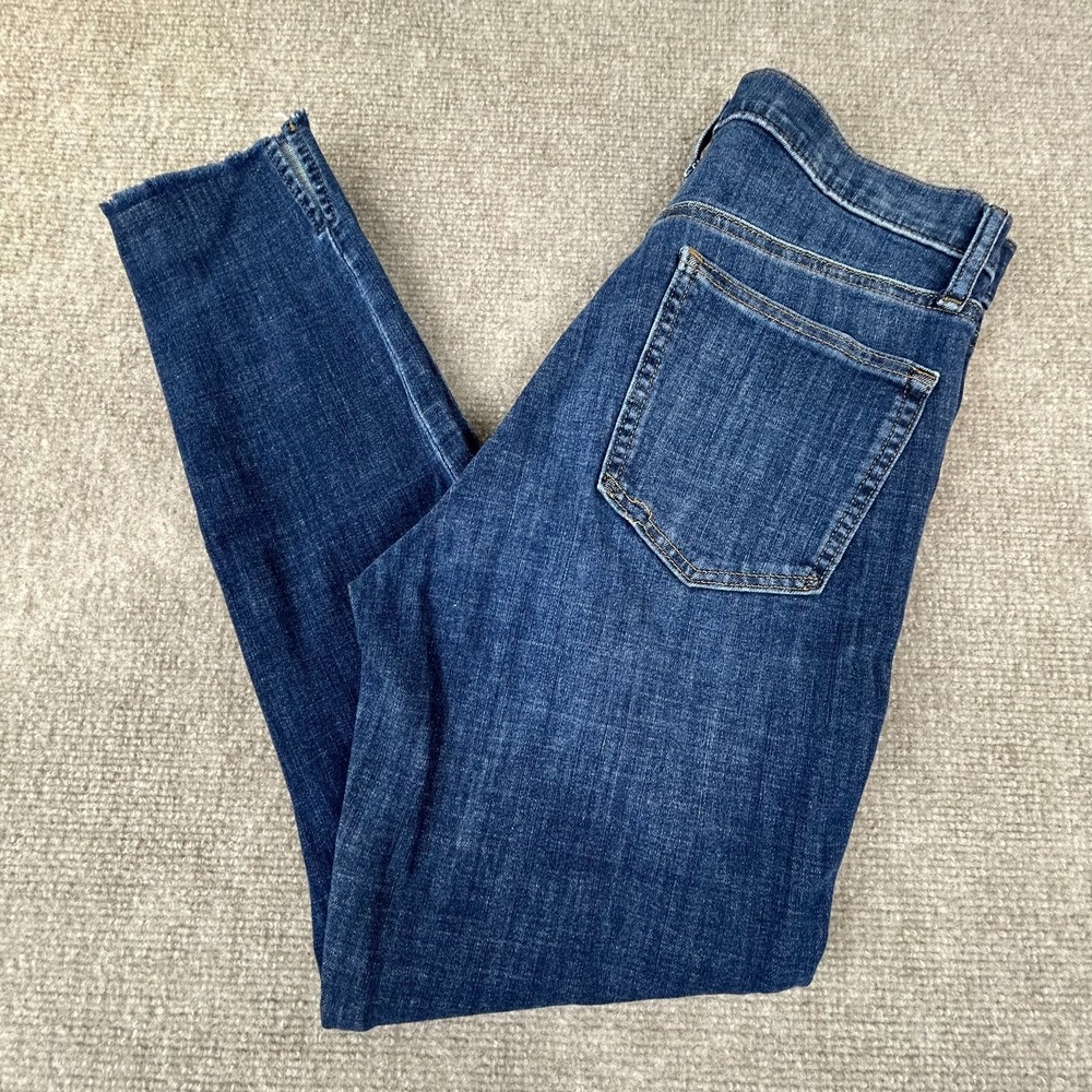 Gap True Skinny Jeans Womens 28‎ Blue Denim Dark Wash Cotton Stretch Ankle Slit